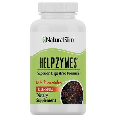 NaturalSlim Helpzymes with HLC Acid & Pancreatin - Digestive Enzymes, 100 Capsules