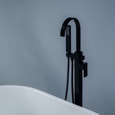 Matte Black Freestanding Tub Faucet with Hand Shower