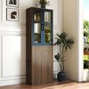 Lycvki 70.87" H Display Storage Cabinet Bookshelf with 4 Tier Pull-out storage shelf and 2 Glass Doors - 2 of 4