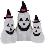 Northlight Set of 3 LED Lighted White Pumpkins Outdoor Halloween Decorations 23.5"