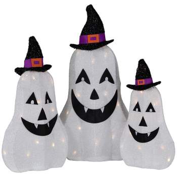 Northlight Set of 3 LED Jack O' Lantern Ghosts Outdoor Halloween Decorations