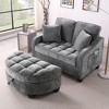 42.68'' Corduroy 2-Seater Sofa Chaise Longue with Irregular Armrests, Plush Cushions, Footrest Storage, and Two Throw Pillows - 3 of 4