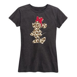 Women's - Disney - Minnie Mouse Leopard Print Silhouette Short Sleeve Graphic T-Shirt - 1 of 4