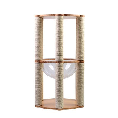 Instachew Hexagon Cat Tree Tower and Bed Bowl D - Light Brown