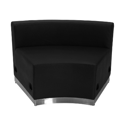 Elegant Black Faux Leather 3-Piece Reception Set with Metal Base