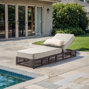 Buenhomino Outdoor Chaise Lounge Chairs with 5-inch Cushions, 5 Level Adjustable Backrest Recliner for Poolside Lounging or Patio Retreat - 1 of 4
