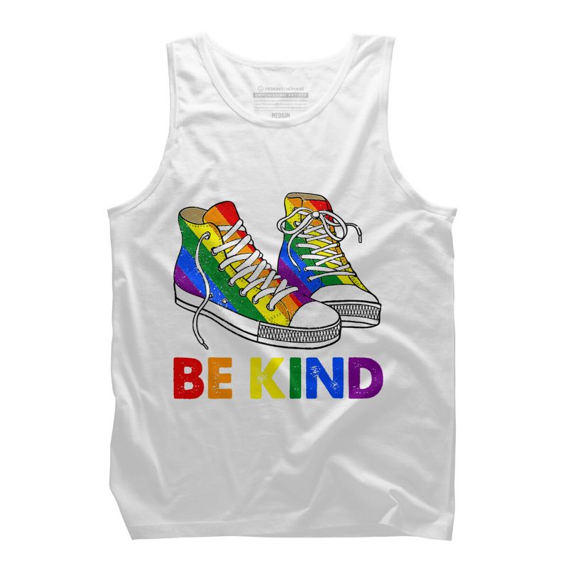 Adult Design By Humans Be Kind Sneakers LGBTQIA PrideBy Legato Tendo Tank Top, 1 of 3