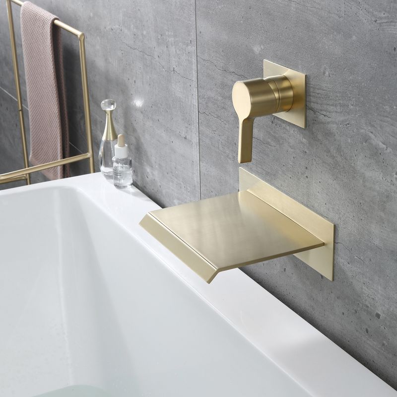 Sumerain Wall Mount Tub Faucet Brushed Brass with Waterfall Tub Spout with High Flow Rate, 6 of 13
