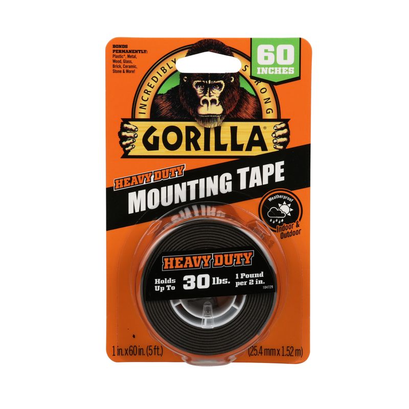 Gorilla Double Sided 1 in. W X 60 in. L Mounting Tape Black, 1 of 2