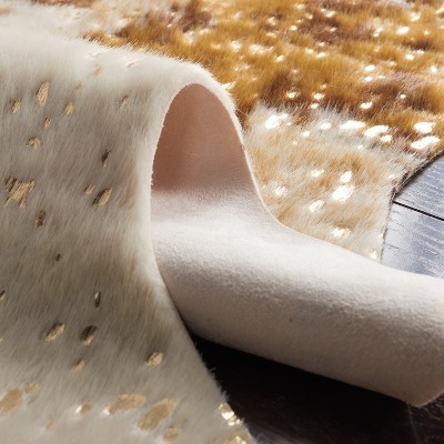 Beige and Dark Brown Faux Cowhide Area Rug