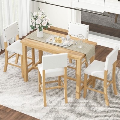 NicBex Dining Table Set for 4 Counter Height Dining Table Set with 4 Upholstered Chairs for Dining Room