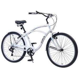 Okak 26IN Beach Cruiser Bike with 7 Speed System, Mens Bike with Front and Rear V brakes, Metal Frame Bicycle for Teens and Adults - 1 of 4