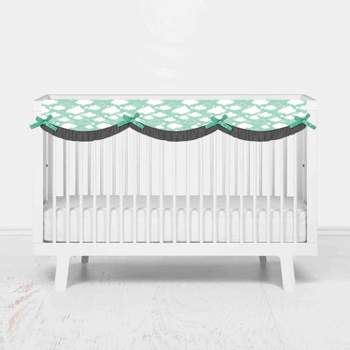 Bacati - Clouds in the City Mint//Gray Long Side Crib Rail Guard Cover