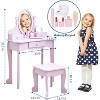 Kids Vanity Set with Adjustable Angle Mirror, Pretend Play Girls Vanity Table and Chair Set with Mirror - 4 of 4