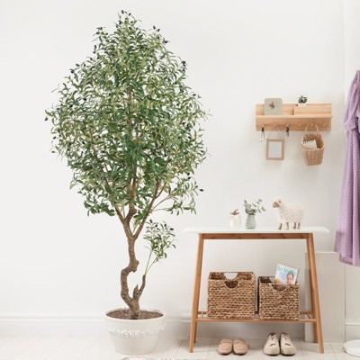 MaseiKar Artificial Olive Tree, 7.2ft Tall Fake Floor Plant with Plastic Pot for Office/Home Decor, Decorative Artificial Plant for Indoors /Outdoors