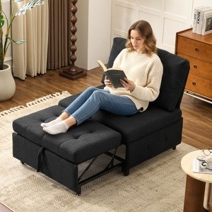 Karl Home |Teddy Fleece Armless Sleeper Chair Sofa Bed Space-Saving Pull-Out Chair Bed For Small Spaces - 1 of 4