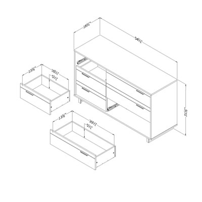 Rustic Oak Double 6-Drawer Dresser with Metal Pulls