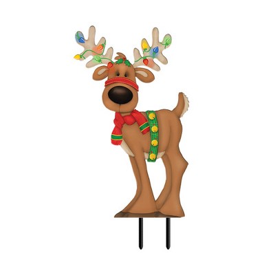 Briarwood Lane Christmas Reindeer in Lights Metal Yard Art 31x14 For Christmas Metal Art