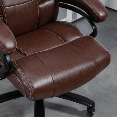 Brown High Back Leather Executive Swivel Office Chair with Fixed Arms