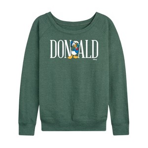 Women's - Disney - Donald Lightweight French Terry Wide Neck Long Sleeve Shirt - 1 of 4