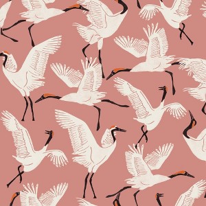 Tempaper & Co.® x Novogratz Family of Cranes Removable Peel and Stick Wallpaper, Dusty Rose, 28 sq. ft.: Vinyl, Self-Adhesive, Washable - 1 of 4