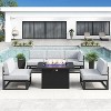 LayinSun 6-Piece Large Outdoor Modular L-Shaped Sectional Set with Propane Fire Pit Table - 2 of 4
