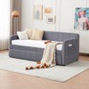 KWPZQEB Daybed with Trundle, Upholstered Twin Size Pull-Point Sofa Bed Frame with Trundle and Side Pockets, Wooden Slats, No Box Spring Needed - 2 of 4