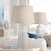 360 Lighting Helene Country Cottage Table Lamps 26" High Set of 2 Ceramic Rustic Cream White Glaze Linen Tan Shade for Bedroom Living Room Bedside - 2 of 4