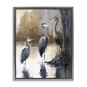 Stupell Industries Lake View Herons Floating Frame Canvas Art - 1 of 4