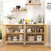 Buenhomino 63" Sideboard Buffet Cabinet with Storage, Farmhouse Coffee Bar Cabinet with 4 Doors & Shelves for Living Room, Kitchen, Hallway，Oak - 3 of 4