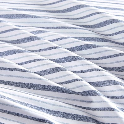 Full Blue Stripe Cotton Percale Sheet Set