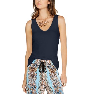 I.N.C International Concepts Womens V-Neck Tank Top, Blue, X-Large