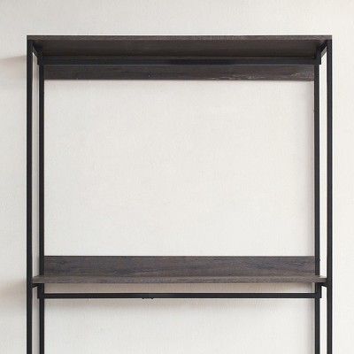 Monica 47" Rustic Gray Wood Walk-In Closet Organizer with Shelves