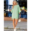 cheibear Women's Knit Loose Fit T-Shirt with Biker Shorts Lounge Sleepwear Pajama Sets - 3 of 4