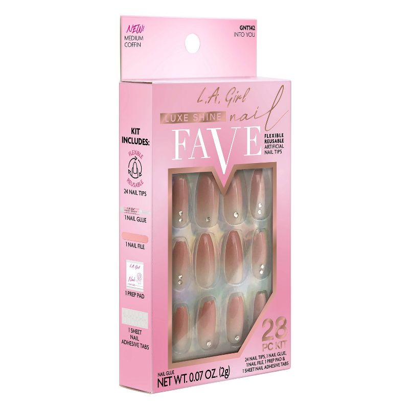 L.A. Girl 28pc Luxe Shine Fave Artificial Nail - Into You - 28pc, 4 of 14