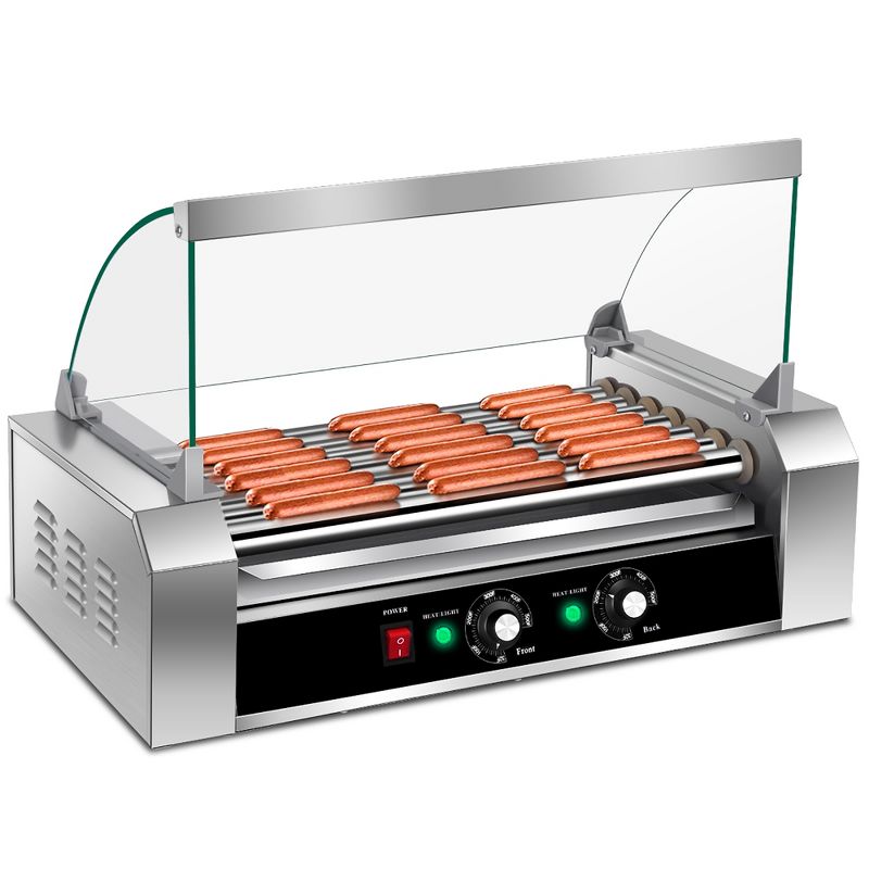 Costway Commercial 18 Hot Dog Hotdog 7 Roller Grill Cooker Machine w/ Cover, 1 of 11