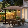 Costway 10 FT Solar Offset Hanging Umbrella with 96 Solar Multi-colored Flowing LED Lights Beige/Coffee/Gray/Navy/Red/Turquoise - 2 of 4