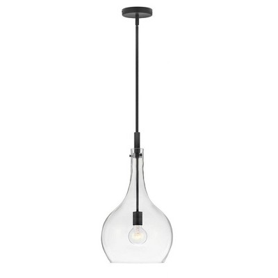 Ziggy Sleek Black Steel Pendant with Clear Glass Shade