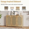 PAGED Retro 3-Door Dining Room Cabinet with Storage, Vintage Sideboard Cabinet with Rattan Panels, Accent Storage Cabinet for Living Room - 4 of 4