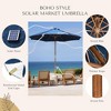 LAGarden Boho 32 LED 9Ft Wood Market Patio Umbrella with Solar Lights - 4 of 4
