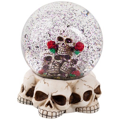 Northlight LED Lighted Skulls and Roses Halloween Snow Globe with Sound - 6"