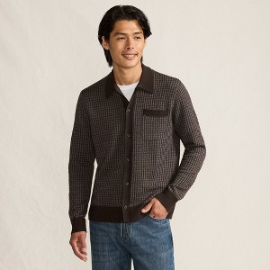 Lands' End Men's Long Sleeve Washable Merino Button Through Sweater Polo - 1 of 4