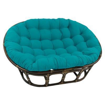 63"x45" Double Papasan with Twill Cushion Aqua Blue - International Caravan