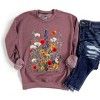 Simply Sage Market Women's Graphic Sweatshirt Blue and Red Wildflowers - 3 of 4