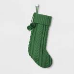 Cable Knit Christmas Stocking Green - Wondershop™