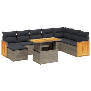 vidaXL Garden Sofa Set Grey PE rattan Large Adjustable Armrests - 1 of 4