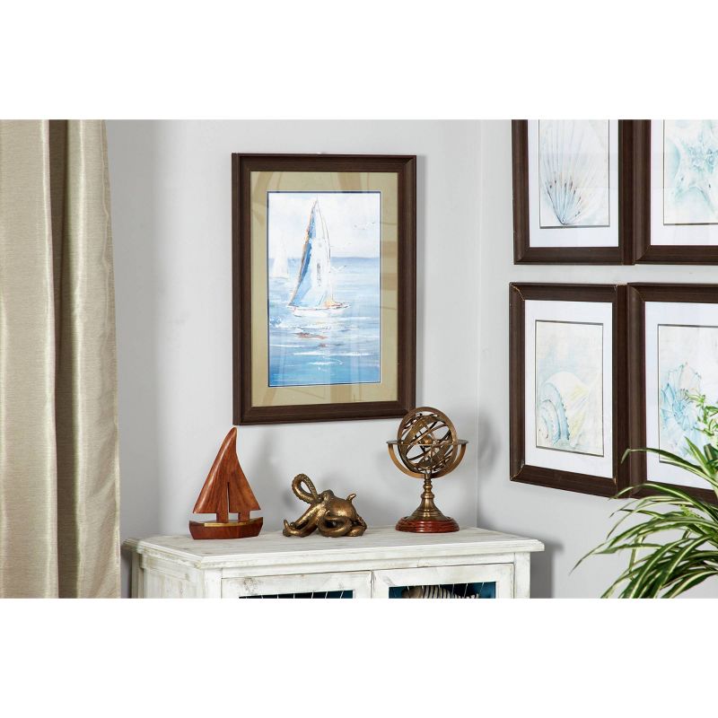 17.5&#34; x 23.5&#34; Coastal Decor Sailboat Painting Print Rectangular Brown Wood Frame Blue - Olivia &#38; May, 2 of 5