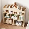 Acekool 9-Cubby Toy Storage Organizer Bookshelf for Kids, 40.7" W Playroom Bookcase with Roof-Top Shelves, Wooden Cubby Storage for Nursery, Bedroom - 4 of 4