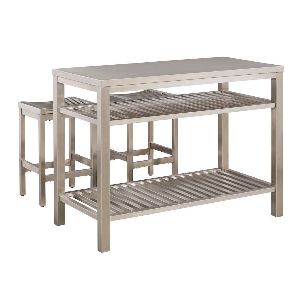 Stainless Steel Island Set - Brushed Stainless - Home Styles
