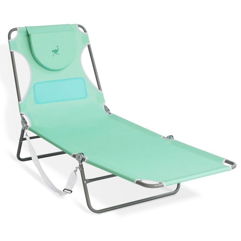 Ostrich Chaise Lounge Outdoor Lightweight Folding Adjustable Reclining Beach Chair for Tanning Pool Lake Patio Lawn Camping, Teal (2 Pack), 2 of 7